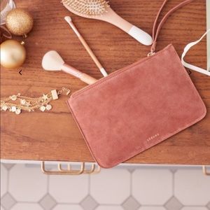 Sezane Suede Blush Lise Clutch